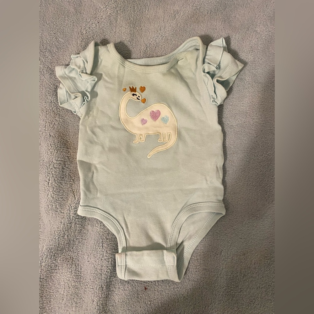 Turquoise Dino Baby Bodysuit